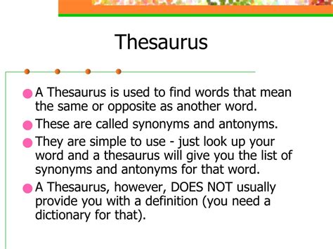 thesaurus meaning|thesaurus meaning in computer.